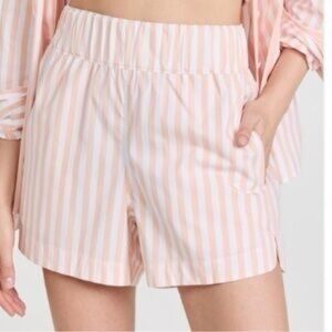 AYR Pink and White Striped Staycation High Waist Shorts